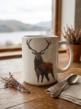 The Highlander design on a ceramic mug.