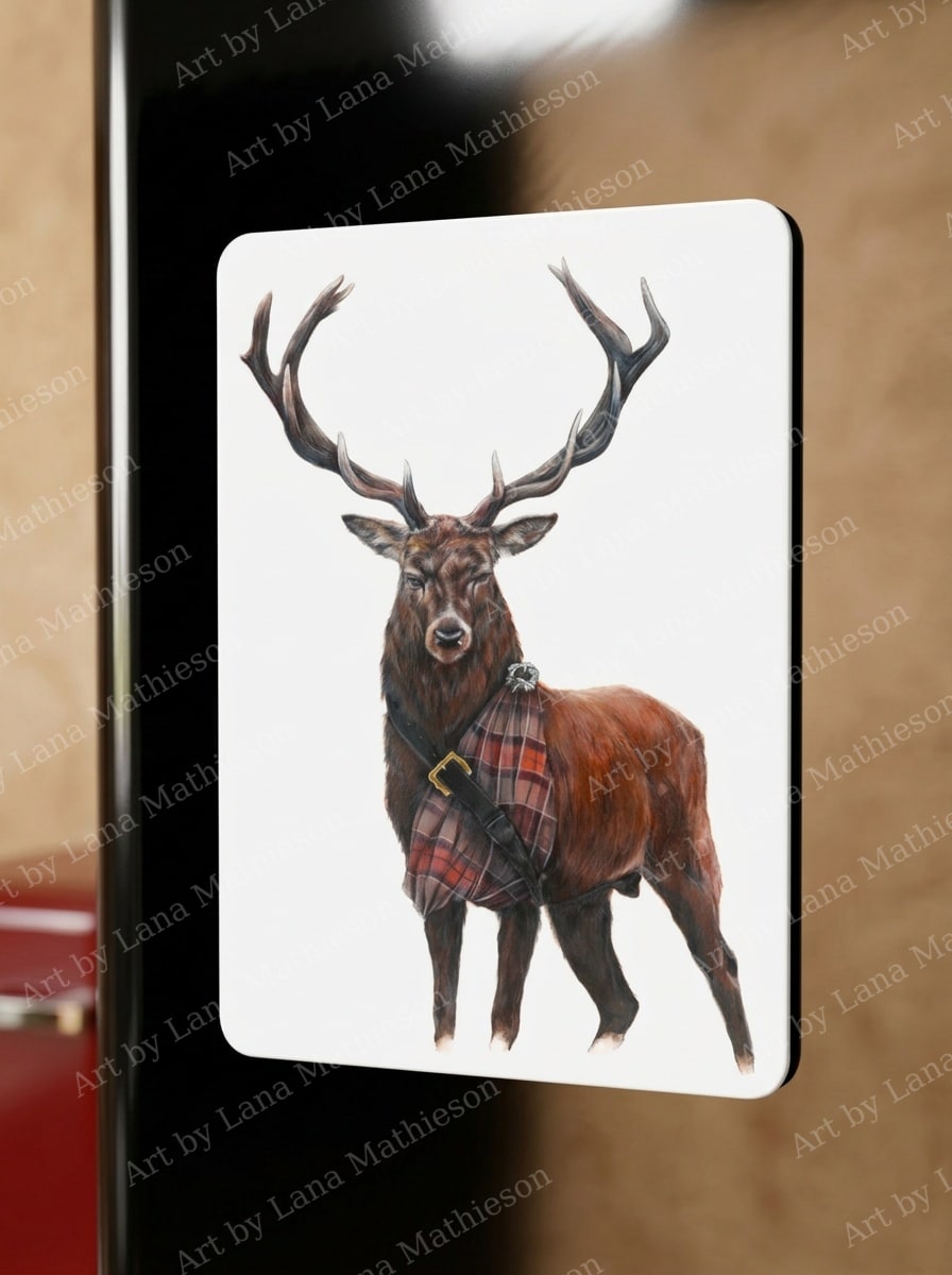 The Highlander design on a fridge magnet.
