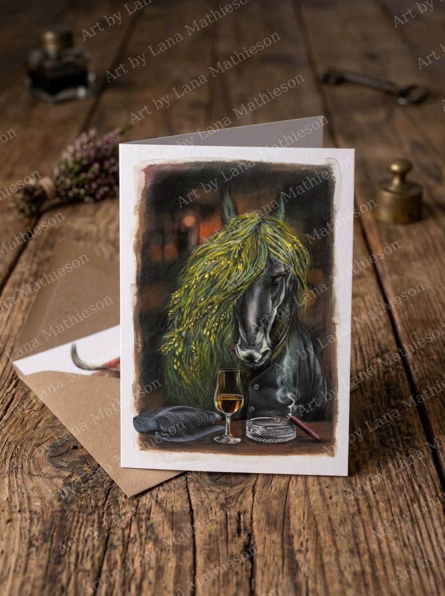 The Kelpie design on an A6 greeting card.