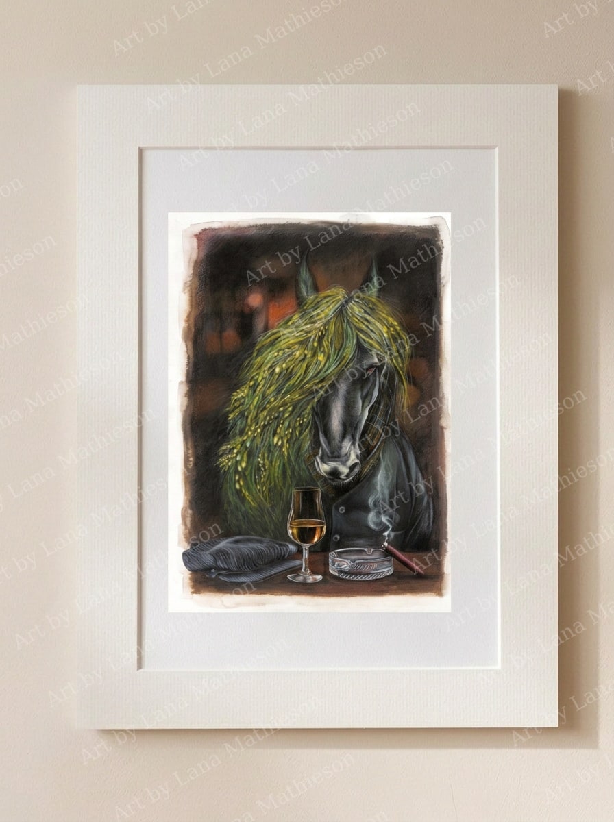 The Kelpie design on a mounted fine art print.