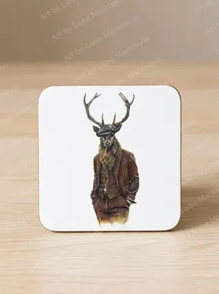 The Kingshouse Stag design on coasters.