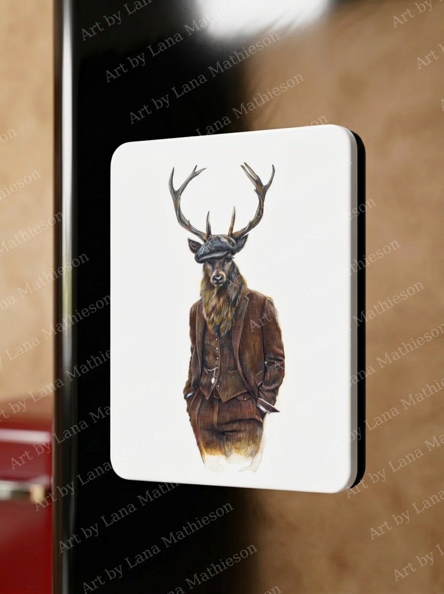 The Kingshouse Stag design on a fridge magnet.
