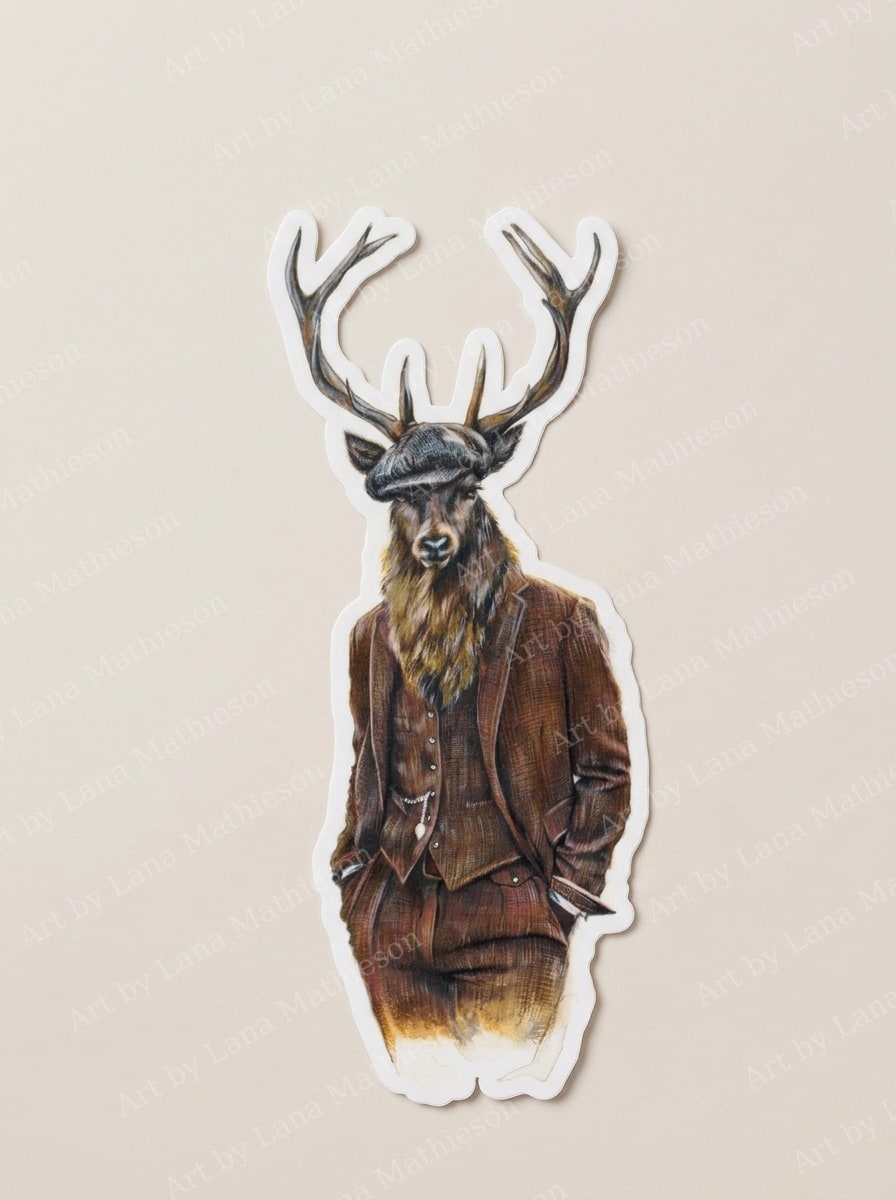 The Kingshouse Stag design on a waterproof outdoor sticker.