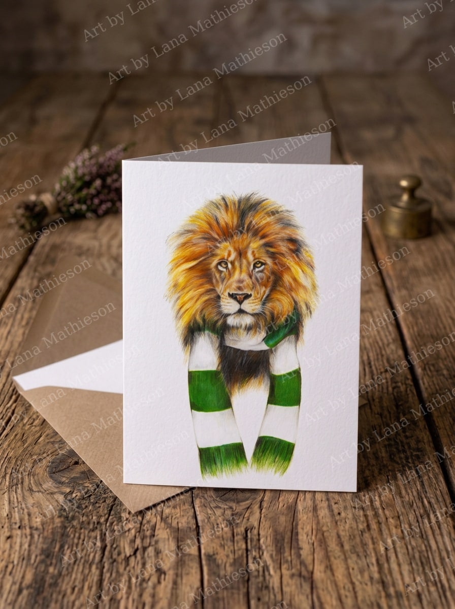 The Lisbon Lion design on an A6 greeting card.