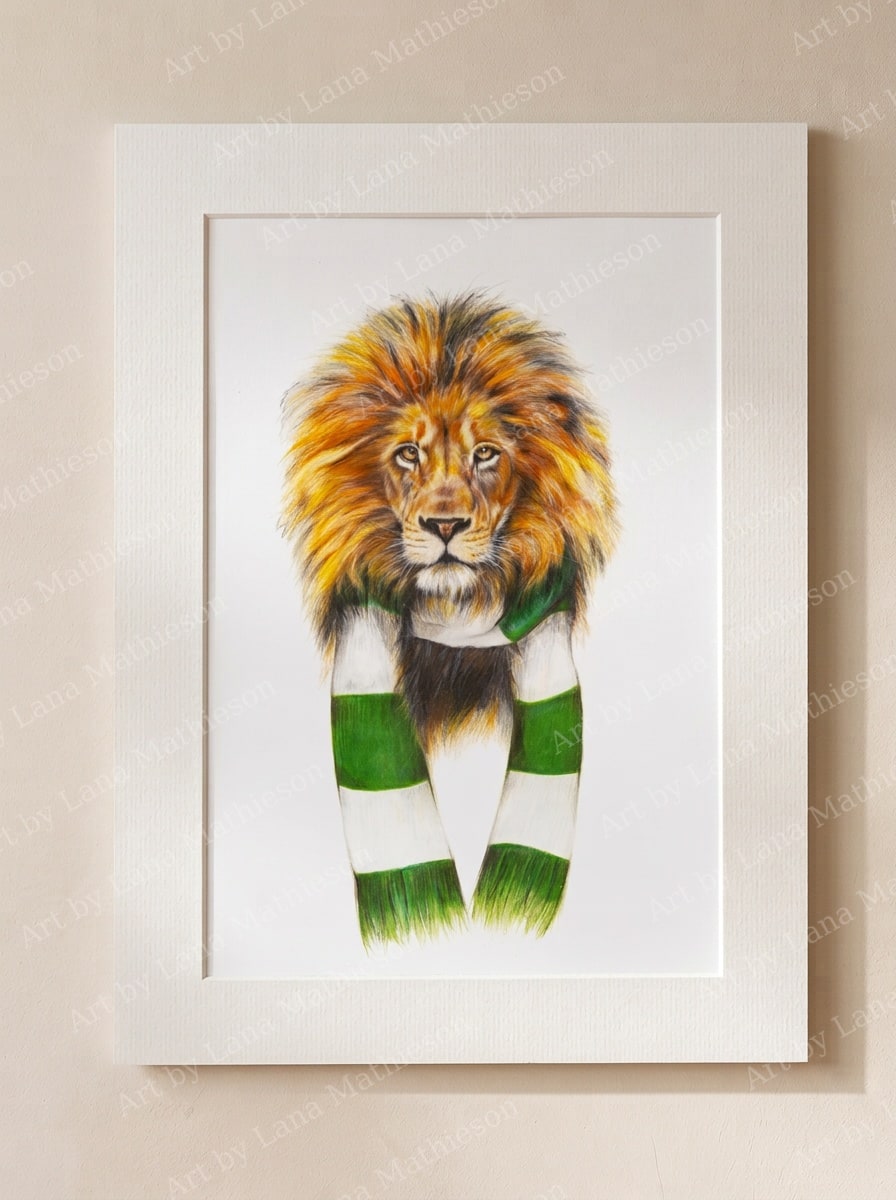 The Lisbon Lion design on a mounted fine art print.