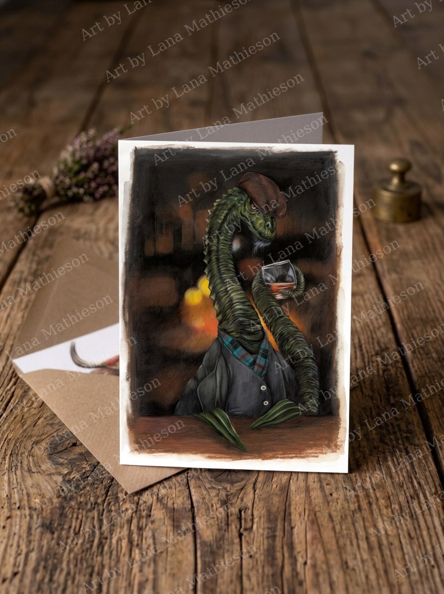 The Loch Ness Monster design on an A6 greeting card.