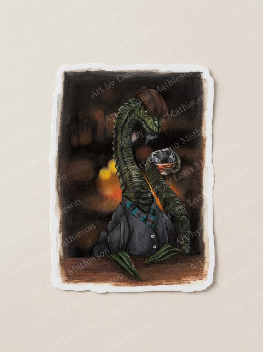 The Loch Ness Monster design on a waterproof outdoor sticker.