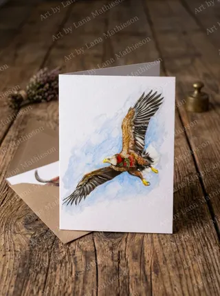 The Sky Over Loch na Keal design on an A6 greeting card.