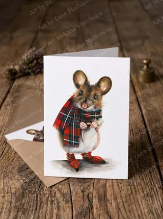 The Verdant Mill Mouse design on an A6 greeting card.