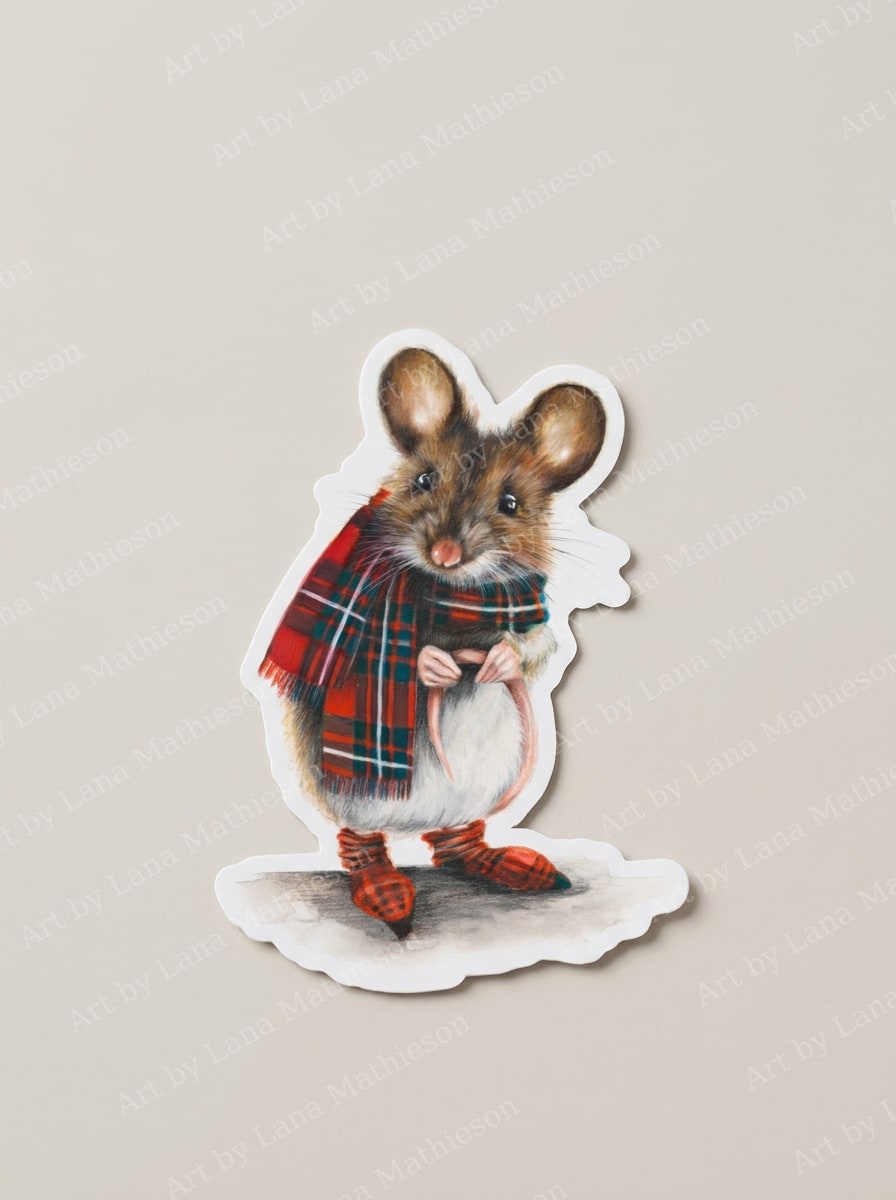 The Verdant Mill Mouse design on a waterproof outdoor sticker.