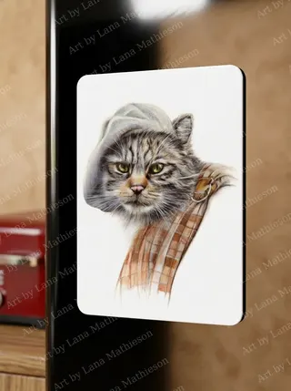 The Wild Outlander Cat design on a fridge magnet.