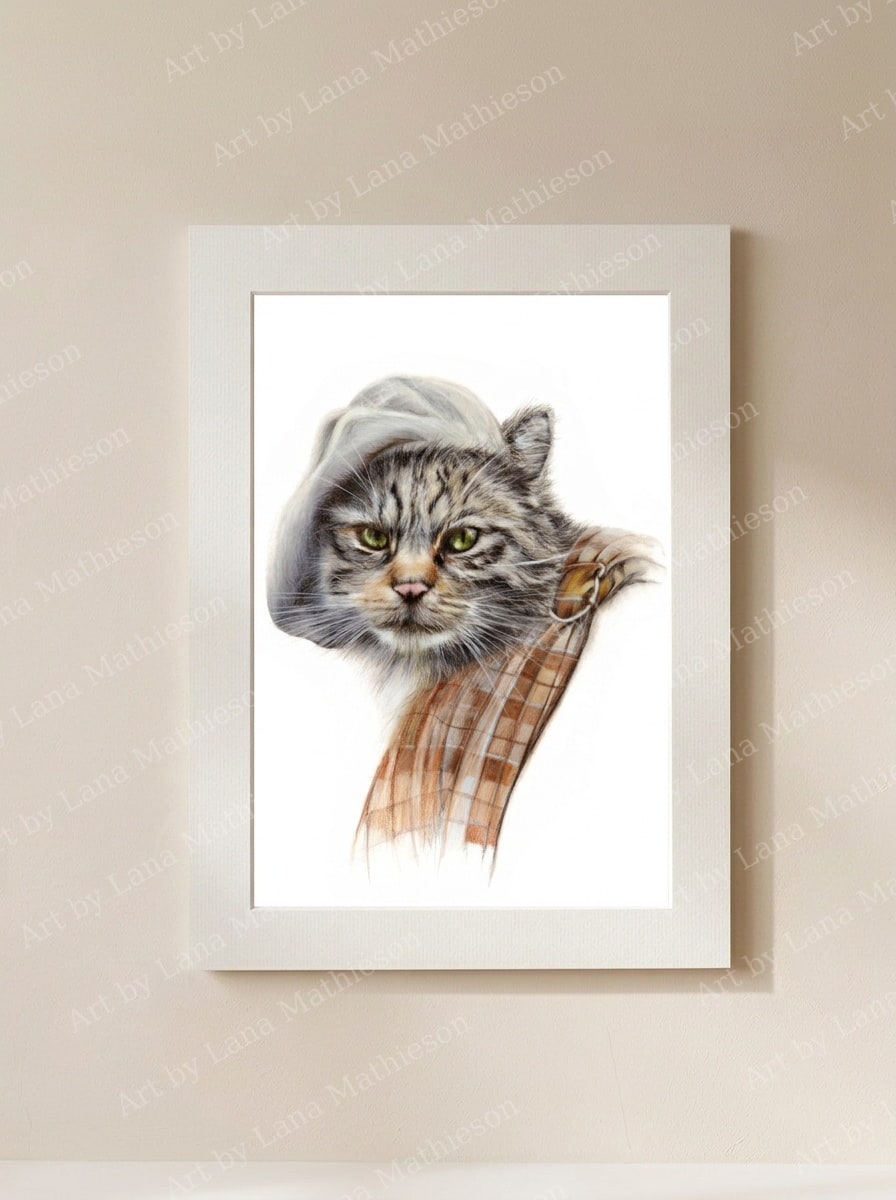 The Wild Outlander Cat design on a mounted fine art print.