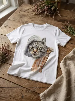 The Wild Outlander Cat design on a T-shirt.