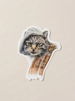 The Wild Outlander Cat design on a waterproof outdoor sticker.