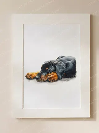 Wee Dobbie design on a mounted fine art print.