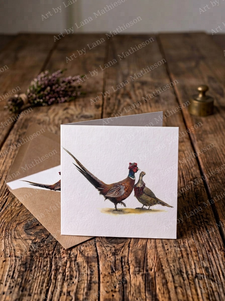 Whispers on the Heather design on an A6 greeting card.