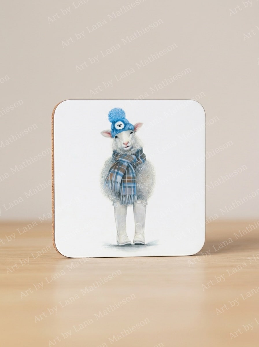 Winter in Scotland design on coasters.