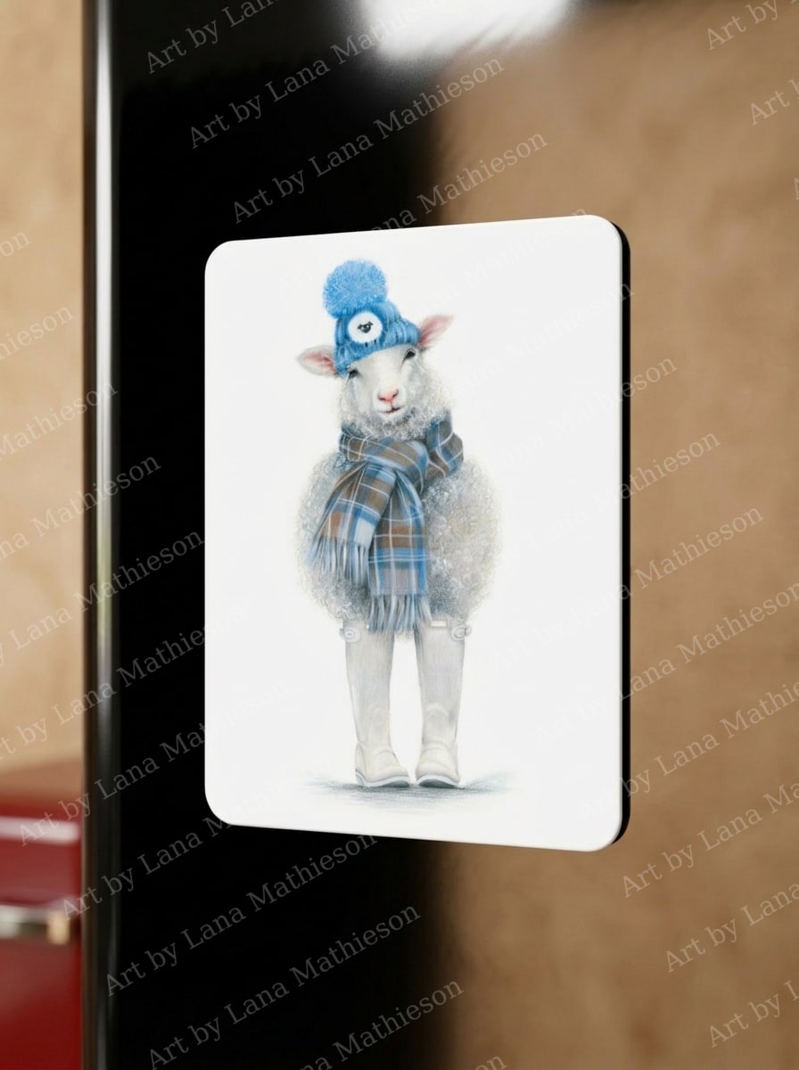 Winter in Scotland design on a fridge magnet.