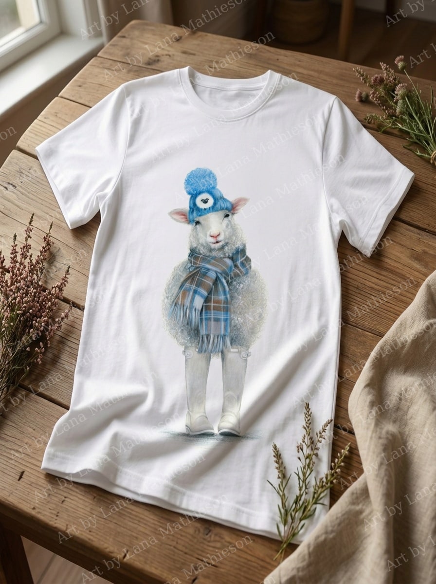 Winter in Scotland design on a T-shirt.