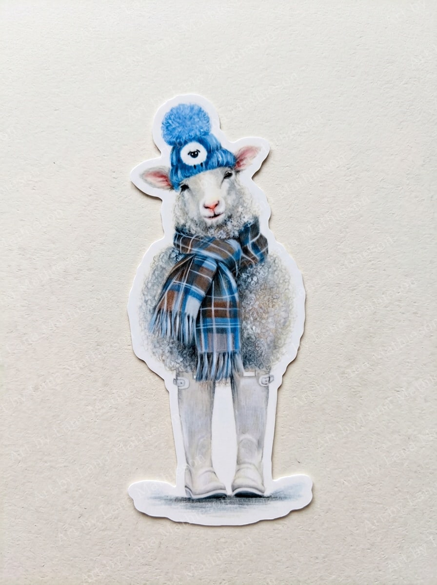 Winter in Scotland design on a waterproof outdoor sticker.