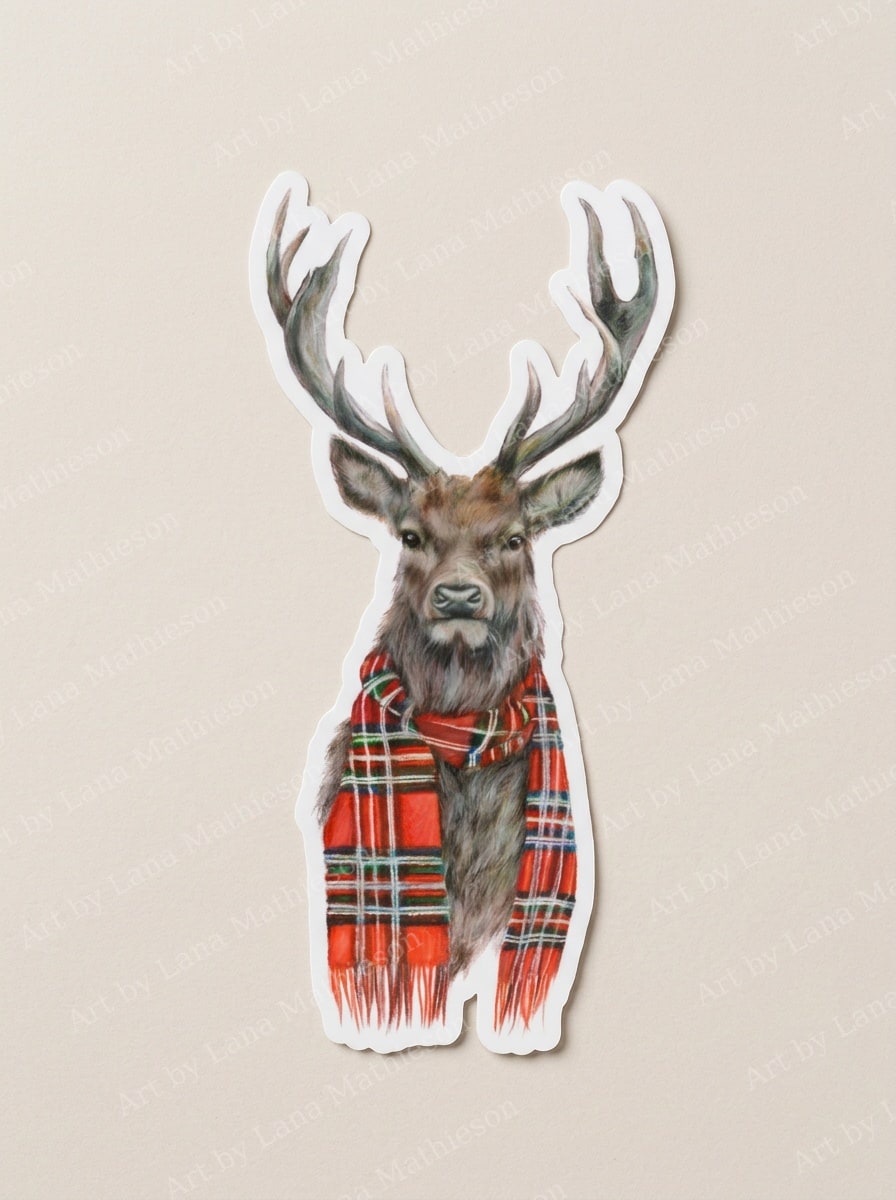 Winter in The Glen design on a waterproof outdoor sticker.